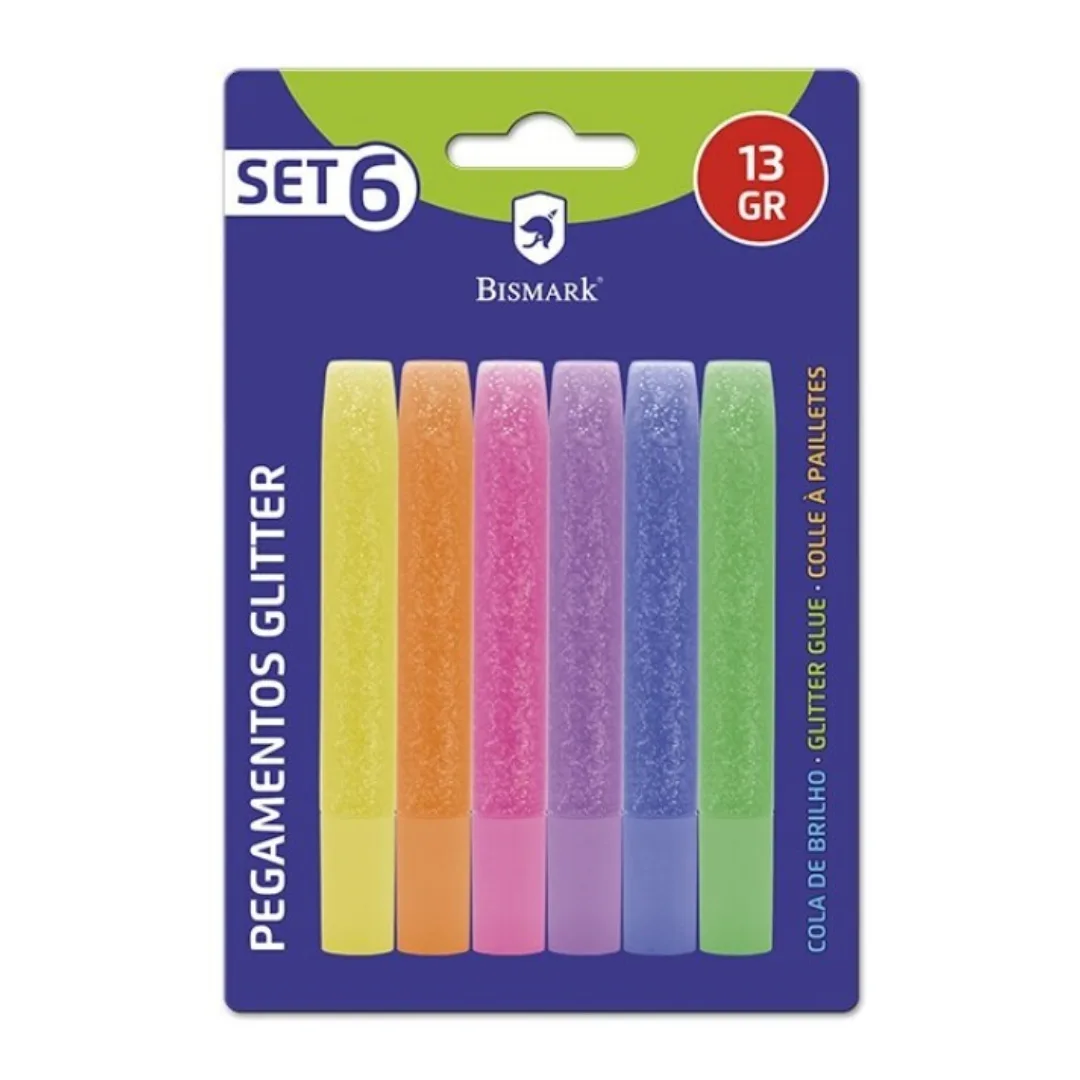 Bismark neon glitter glue tubes, 6 colours, 13 g