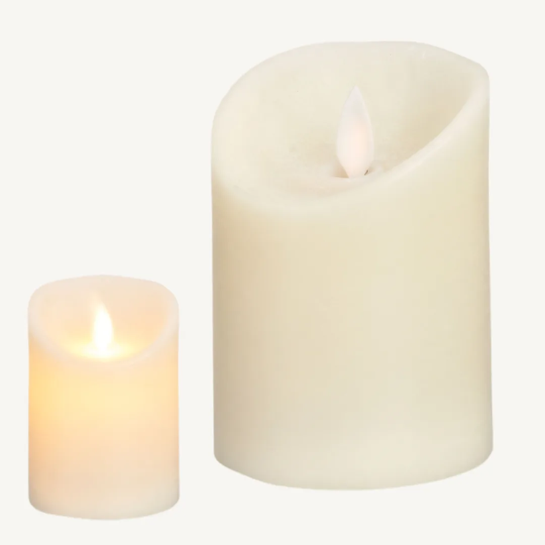 Cream LED candle, 10 cm