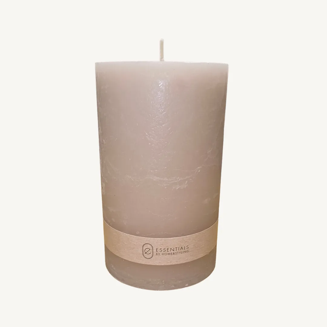 Beige pillar candle, 9 x 15 cm