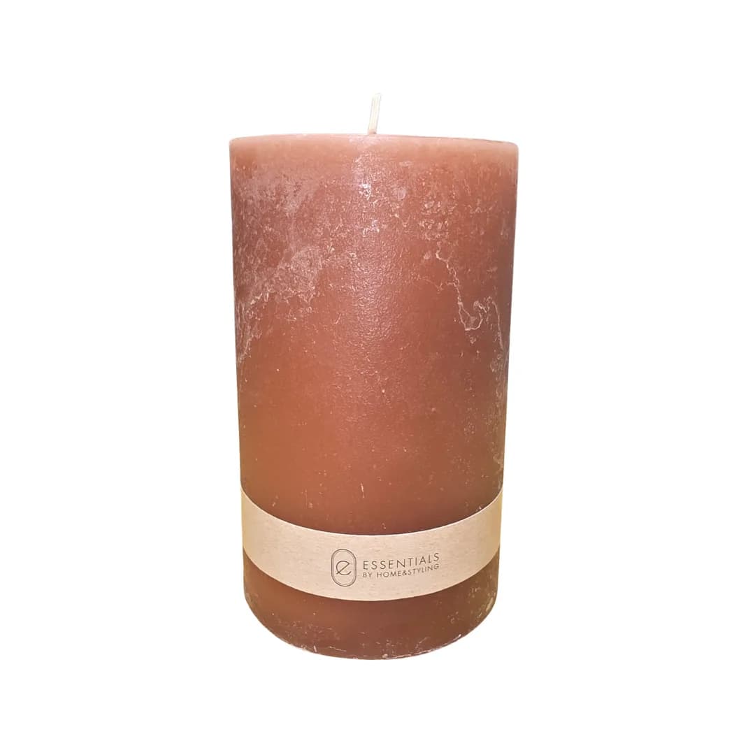 Brown pillar candle, 9 x 15 cm