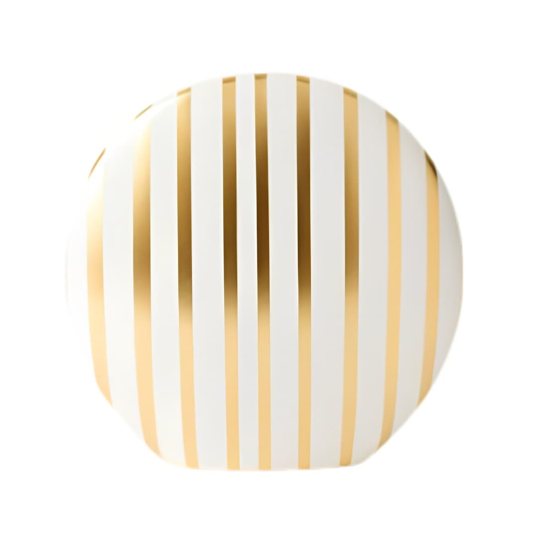 Round decorative vase, white with gold stripes, 28 x 7.5 x 25.5 cm