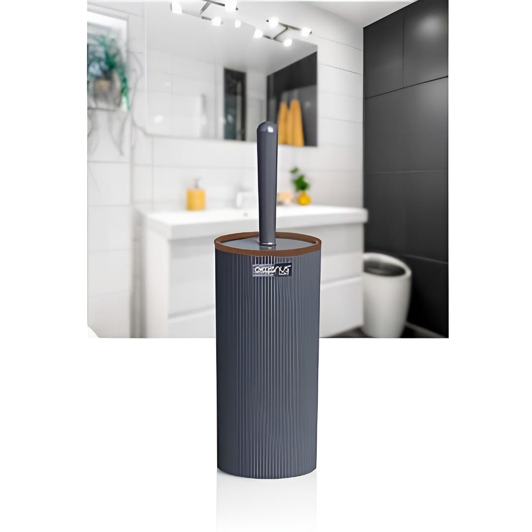 Toilet brush with holder, anthracite and wood