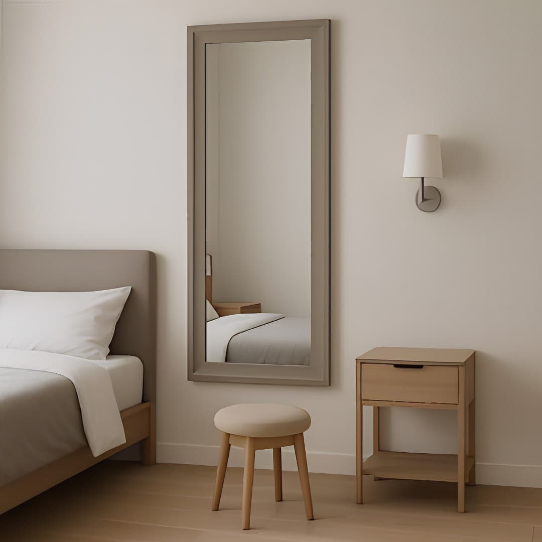 Grey standing mirror with frame, 56.4 x 161.4 cm