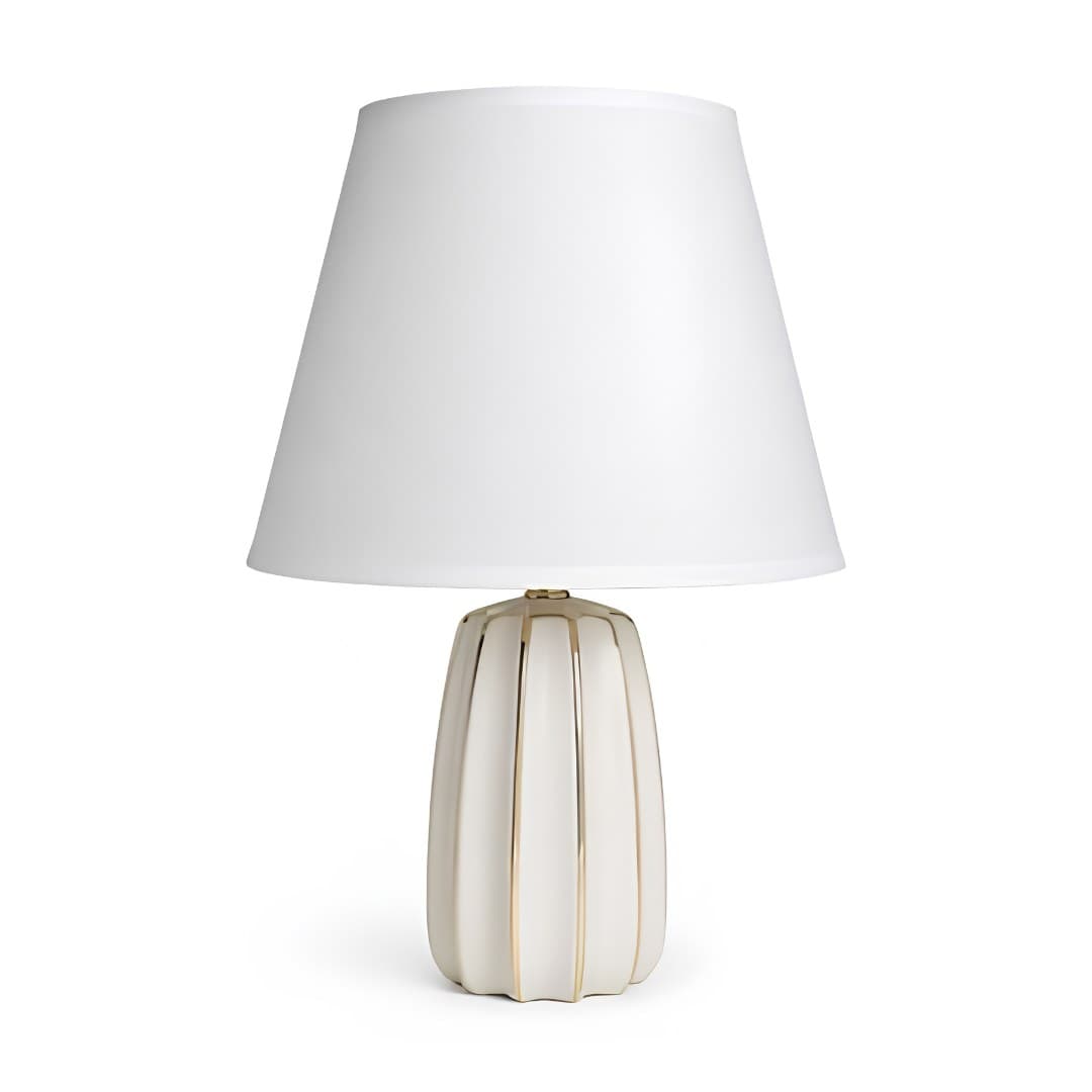 White and gold ceramic lamp, 43 cm