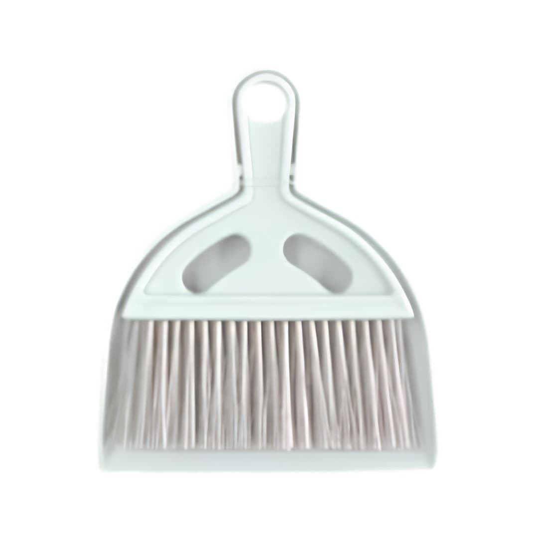 Dustpan and brush, white and grey