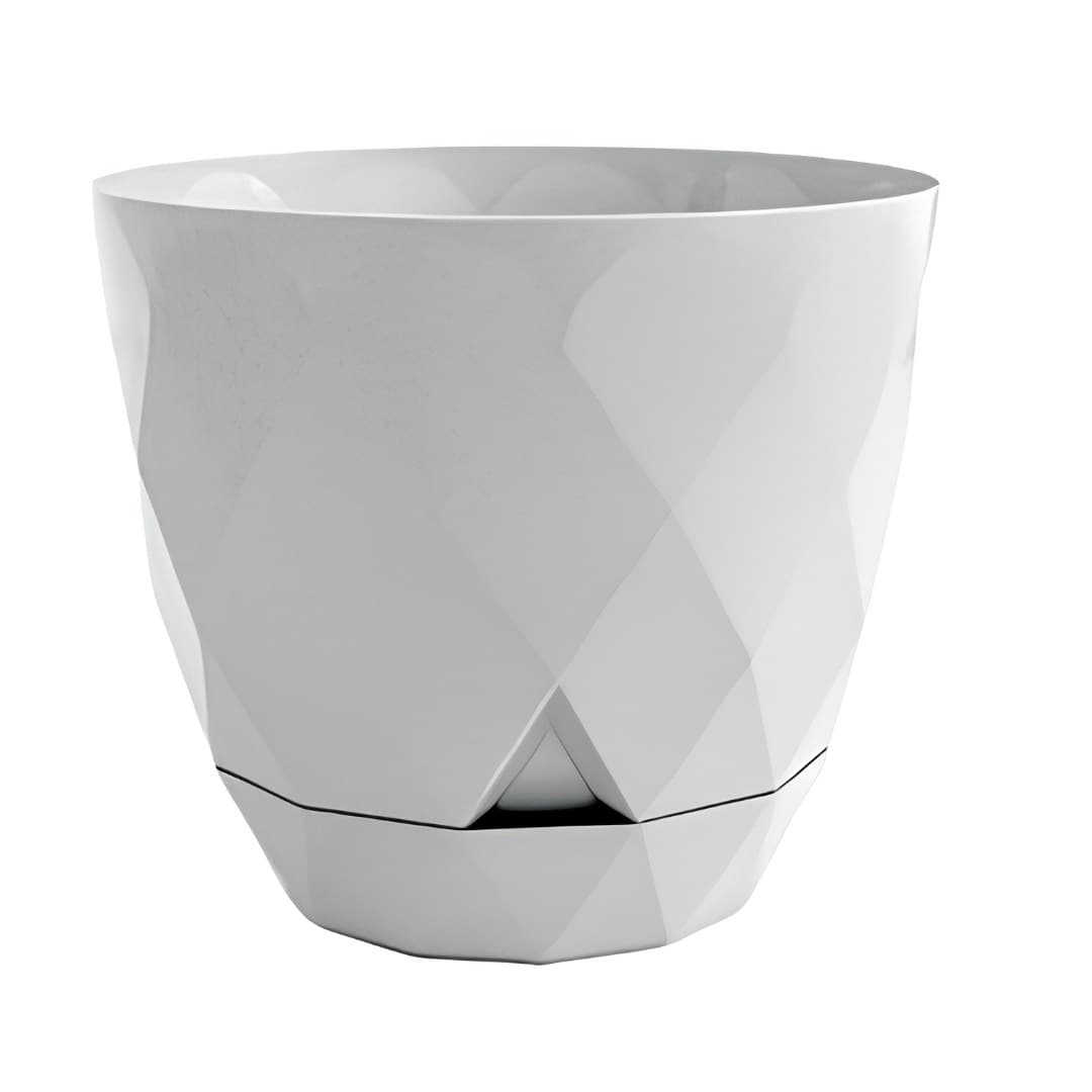 Diamond plant pot, grey, ø 32.5 x 28.5 cm