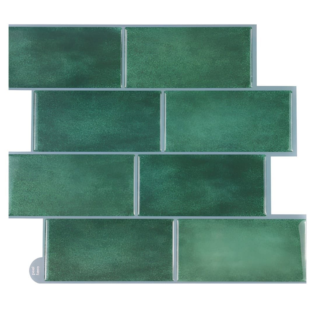 Green Zellige adhesive sticker, 30.5 x 25 cm