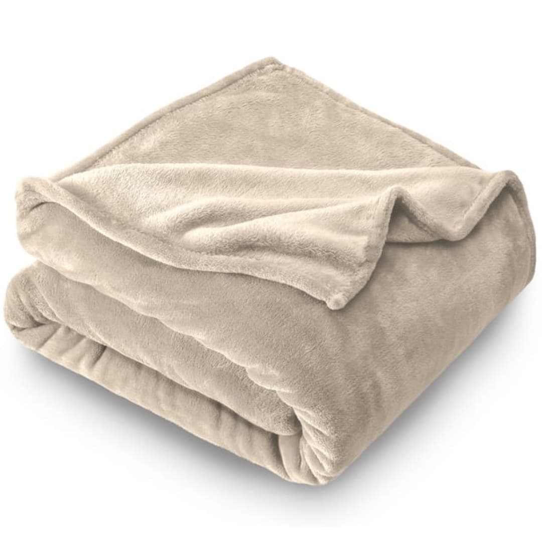 Polyester blanket, beige, 200 x 230 cm