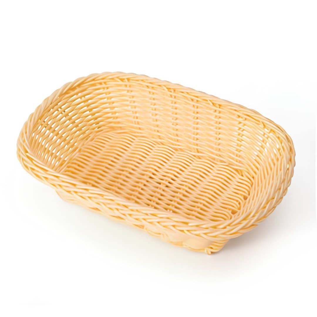 Rectangular bread basket, beige, 24 x 16 x 6 cm