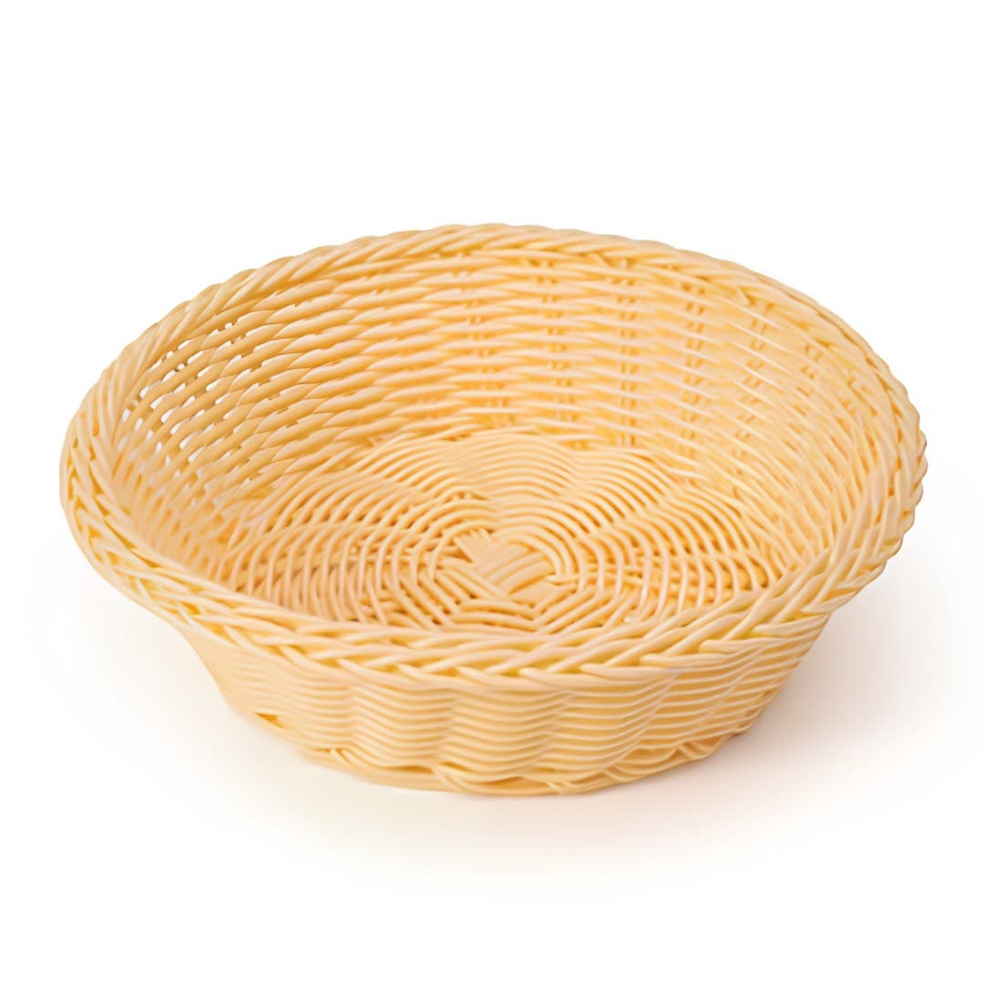 Round bread basket, beige, 20 x 20 x 7 cm