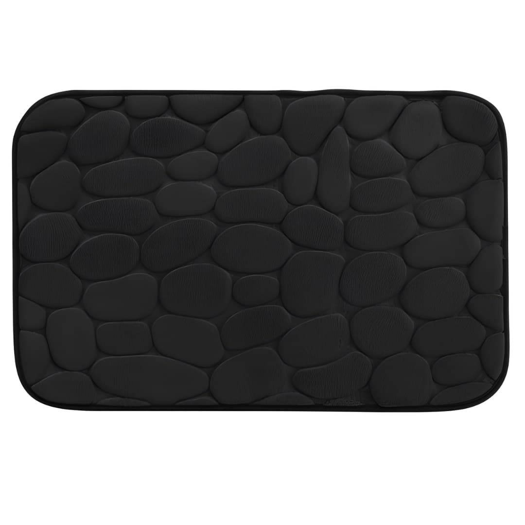 Revelo bath mat, stone and black, microfibre, 50 x 80 cm