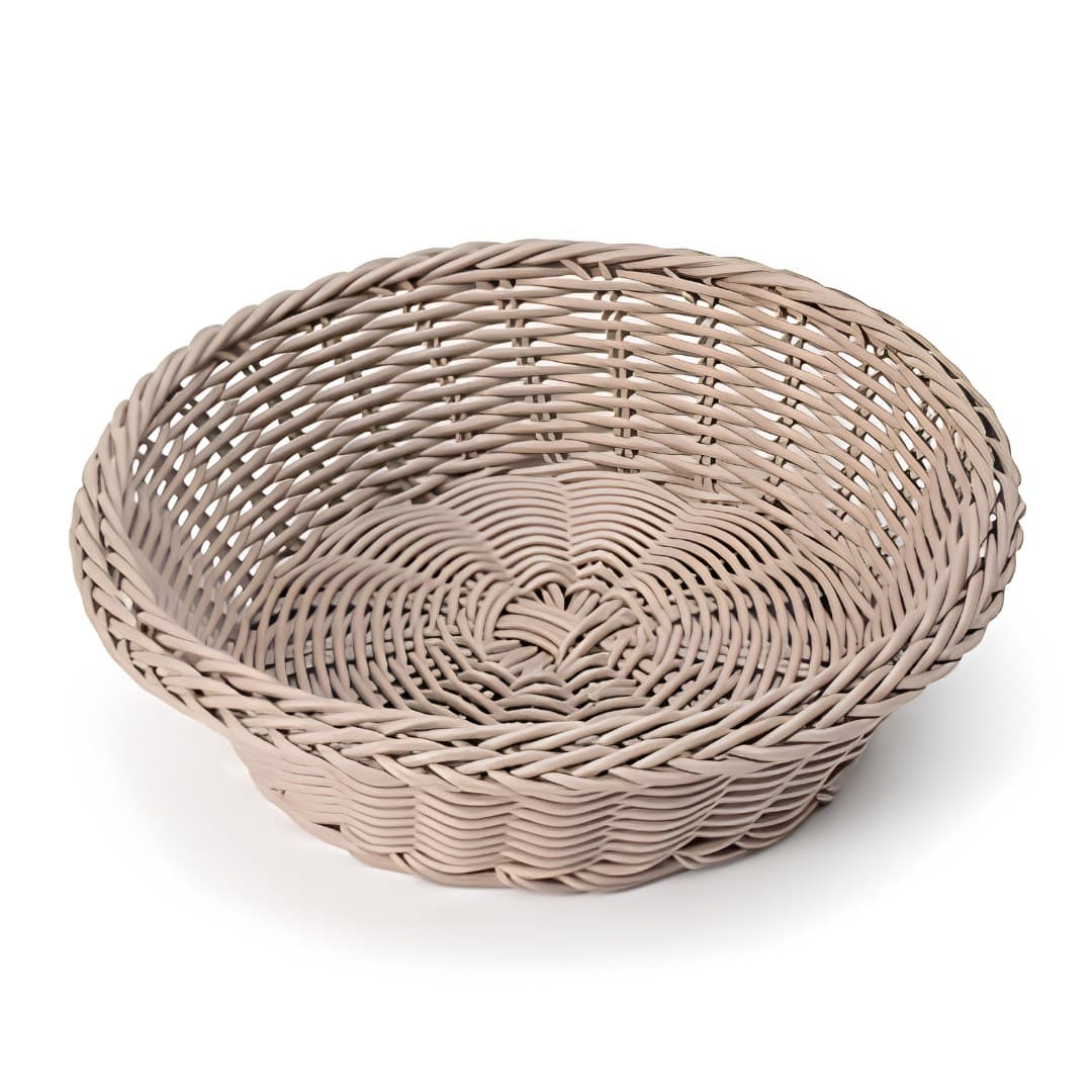 Bread basket, round, taupe, 20 x 20 x 7 cm