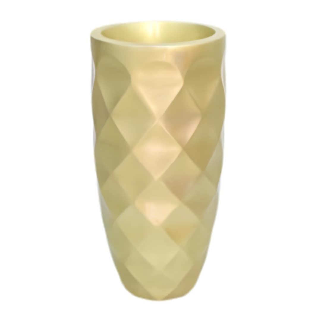 Gold resin plant pot, 33 x 33 x 70 cm