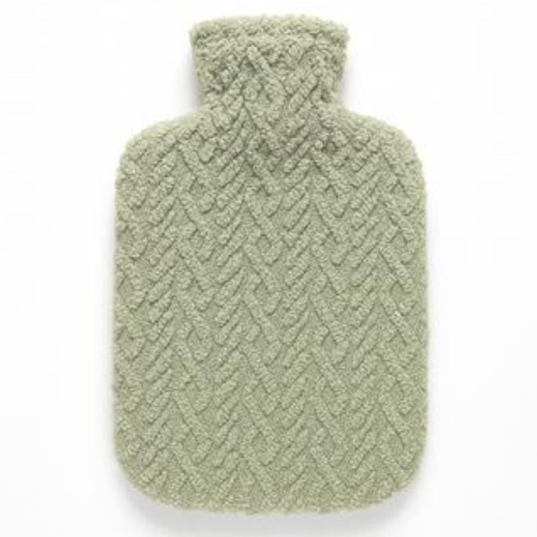 Green fleece hot water bottle