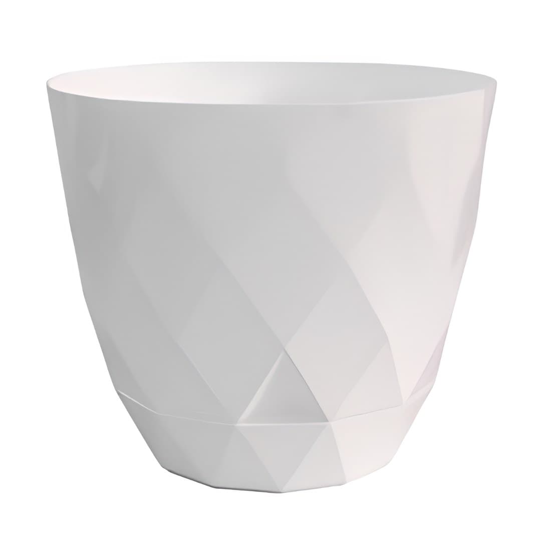 Diamond plant pot, white, ø15 x 13 cm