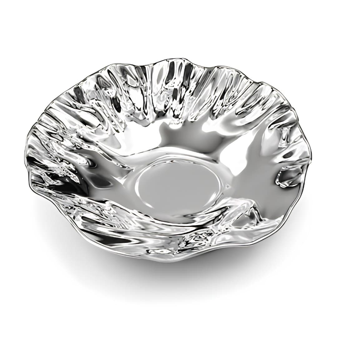Silver wrinkled ceramic decorative plate, 25 cm