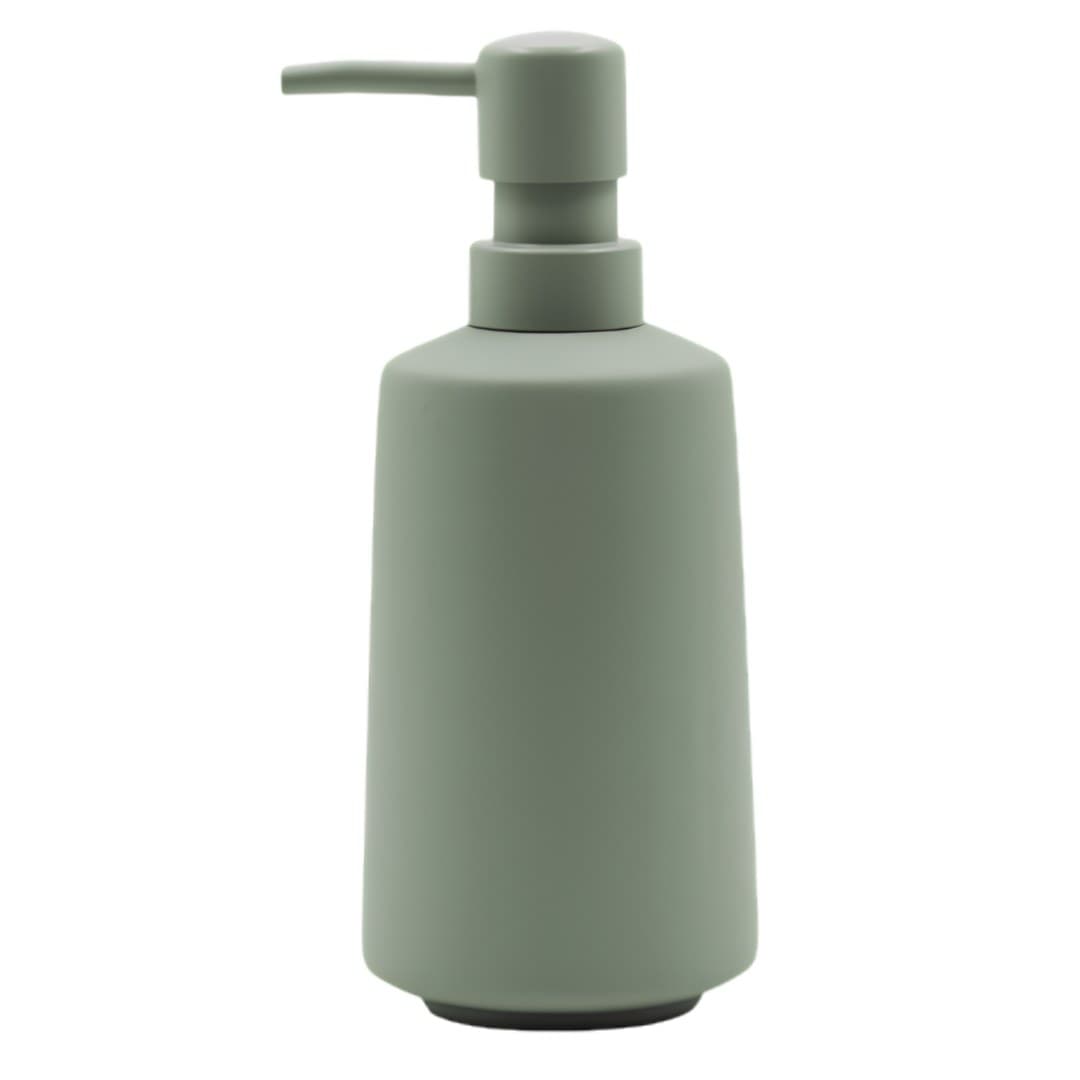 Light green Ceralia ceramic soap dispenser, smooth, soft touch, 7.5 x 19 cm