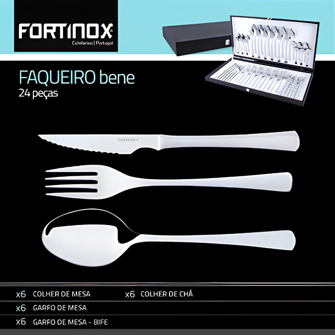 Cutlery set with case, 24 pieces