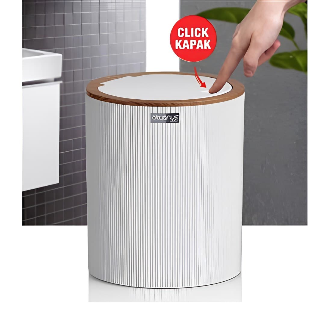 White and wood waste bin, 5 L