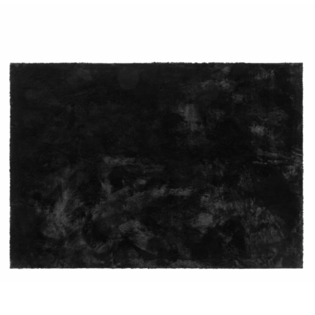 Black Flanou rectangular rug, plain flannel, 120 x 170 cm