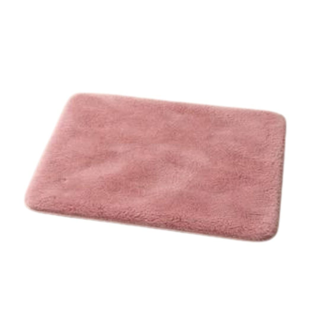 Rectangular bathroom rug, pink pile, 40 x 60 cm