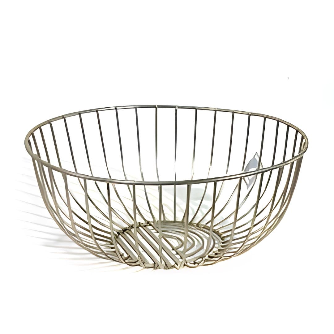 Satin chrome fruit bowl, 28 x 28 x 12.5 cm