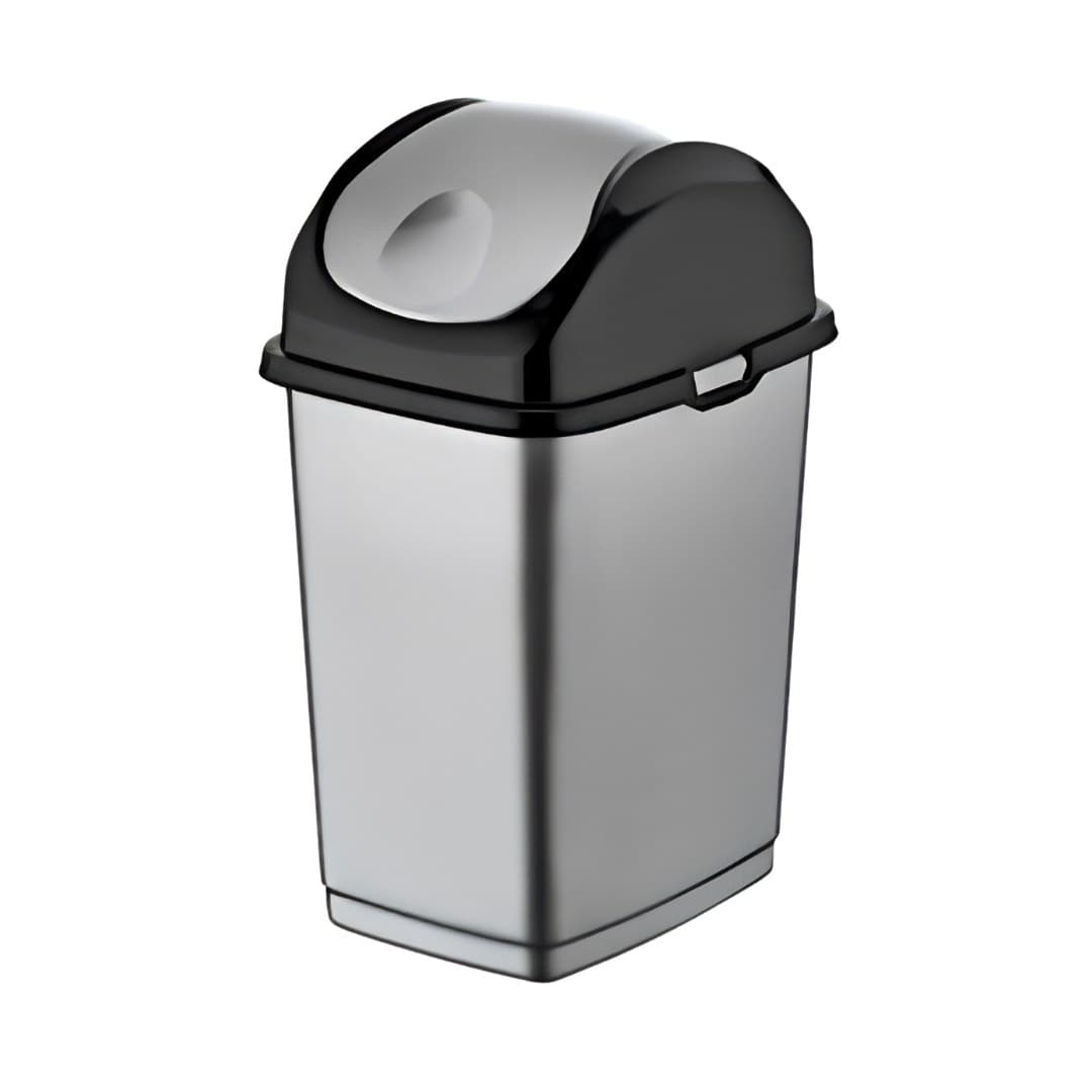 Slim grey waste bin, 5 L, with swing lid