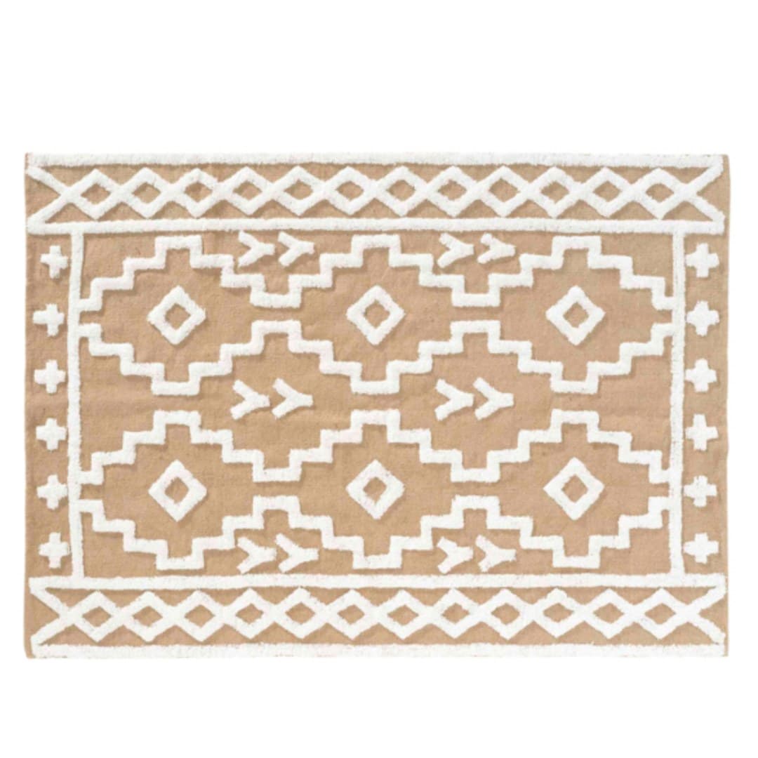 Medine rectangular rug, jute and cotton, plain, 60 x 90 cm