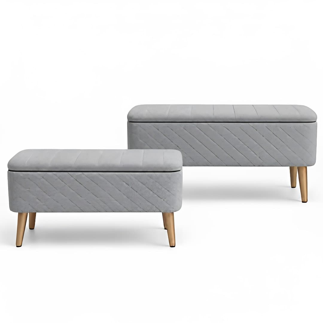 Storage bench with spring lid, grey, 80 x 35 x 38 cm