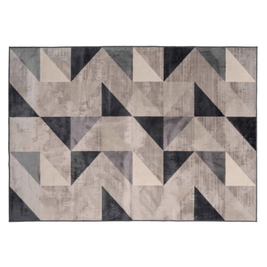 Graphic rectangular rug, viscose, 68 x 110 cm
