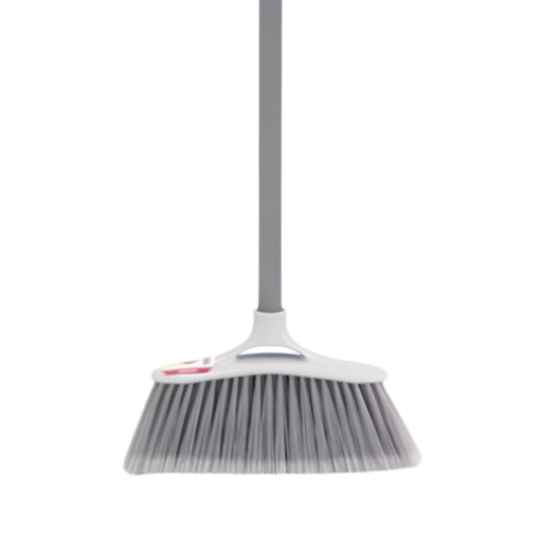 Broom with handle, white and grey