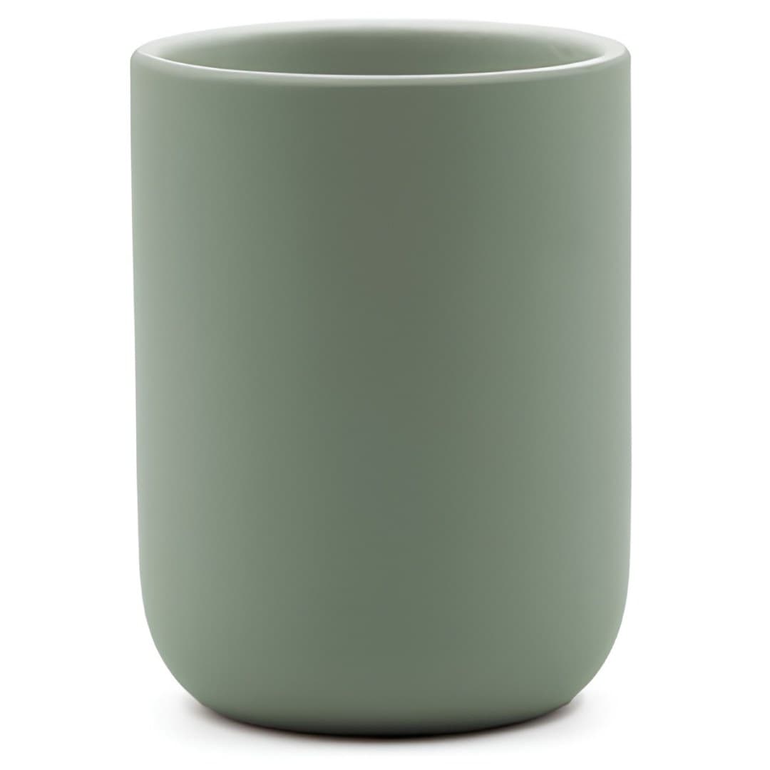 Light green Ceralia ceramic cup, plain, soft touch, 7.5 x 10.5 cm