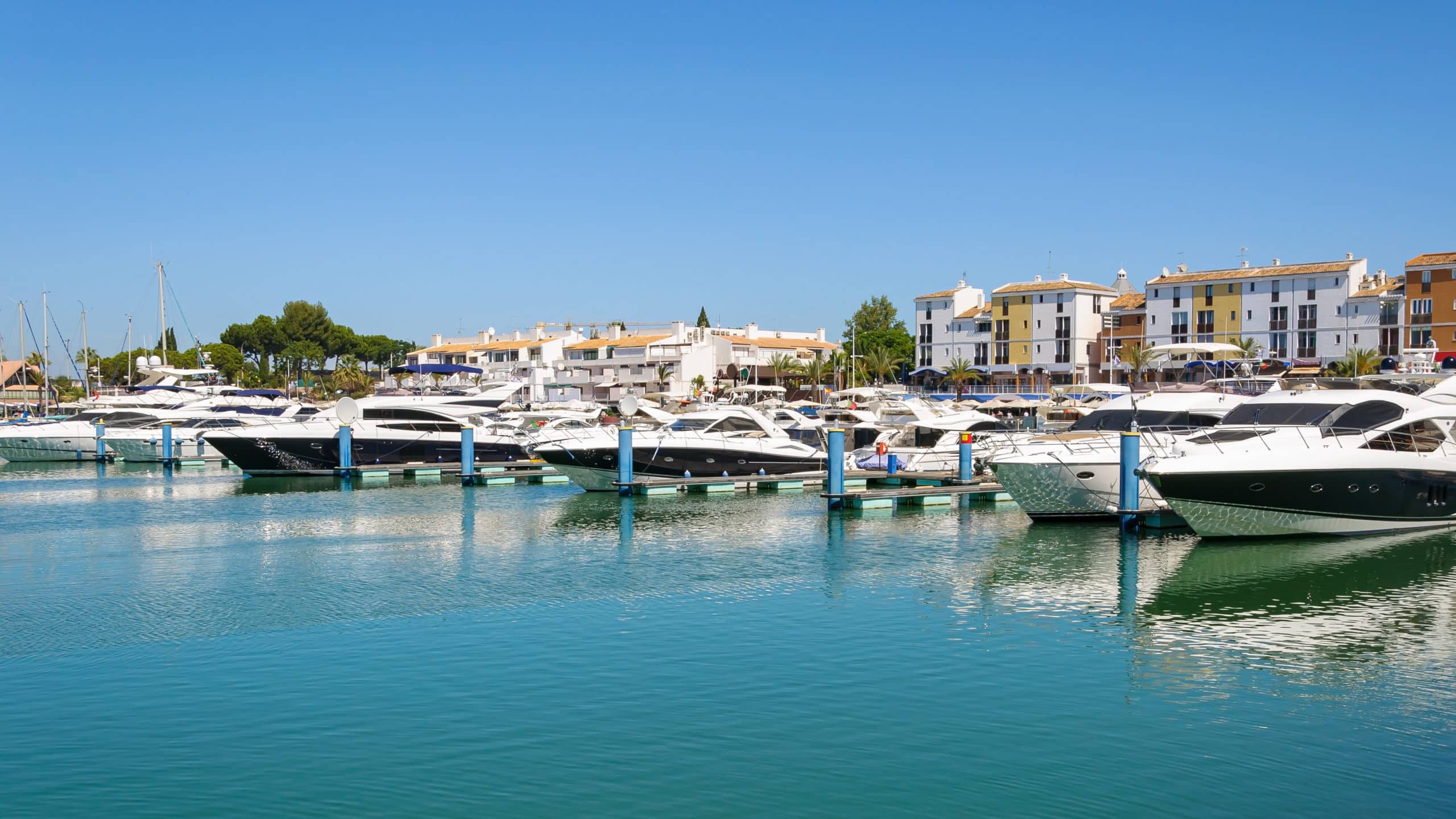 Luxury yachts in the port of Vilamoura in Portugal